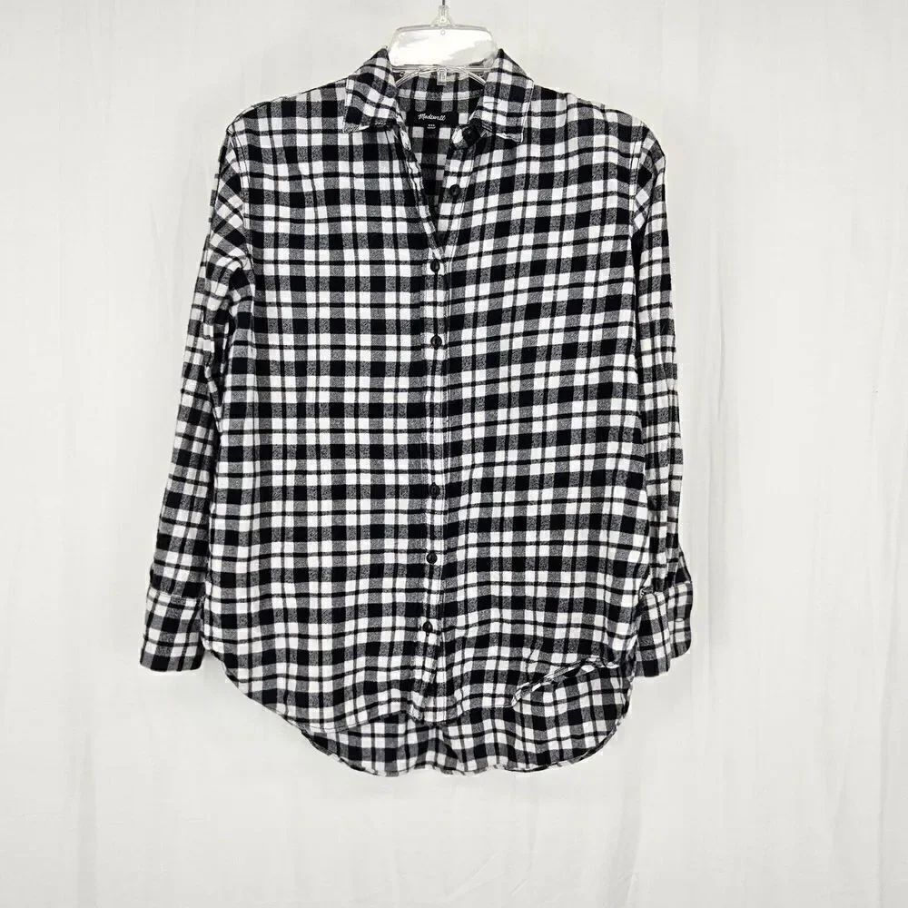 Madewell Oversized Flannel Side Button Shirt in Bridgeport Plaid Size XXS